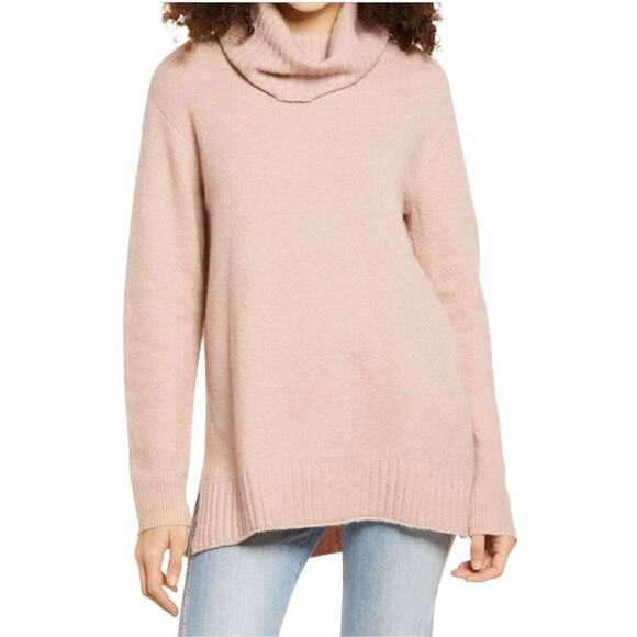 BP. Longline Turtleneck Oversized Sweater Top In Pink Adobe Size Large New - Picture 1 of 14